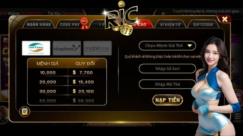 Hướng Dẫn Cách Nạp Tiền Ricwin Lên Điểm Nhanh Chóng